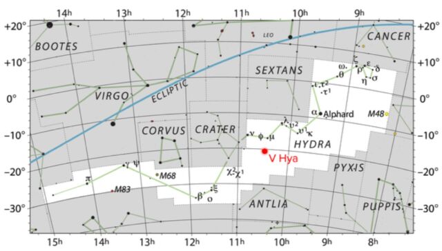 В Хидра је звезда богата угљеником која се налази 1.300 светлосних година од нас у сазвежђу Хидра.