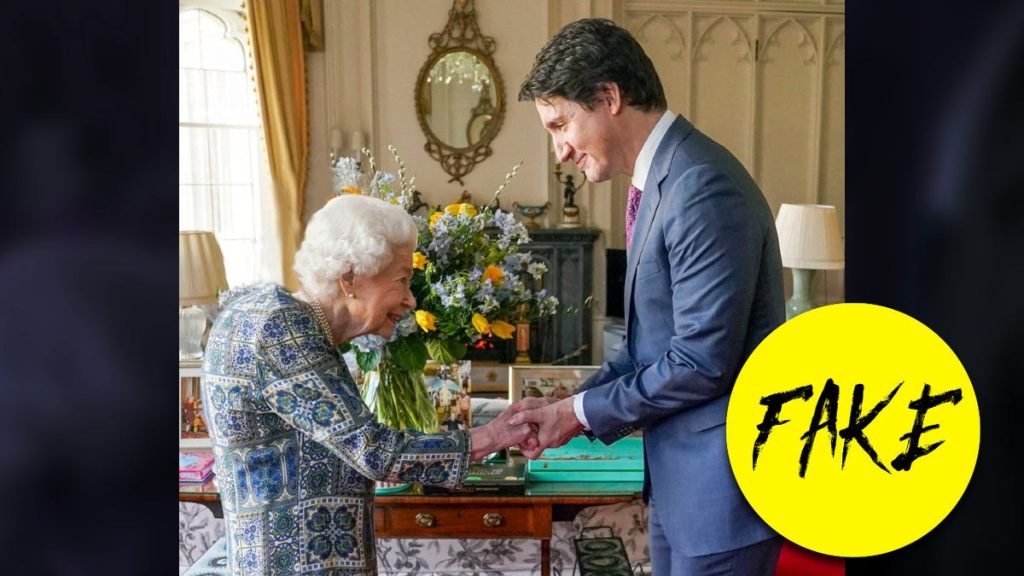 Вирална слика руке краљице Елизабете која се рукује са Трудоом је лажна