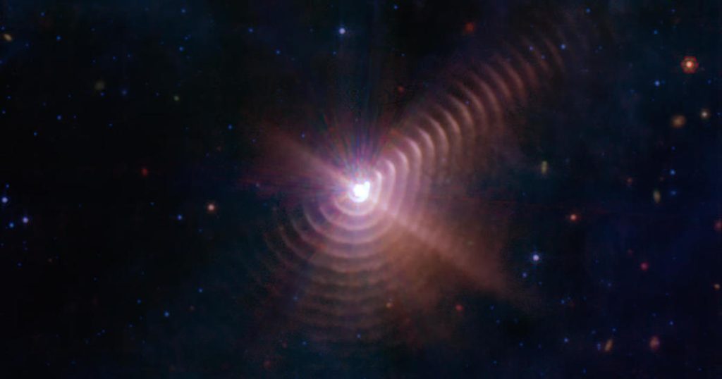 Неколико звезда ствара „отисак прста“ на слици коју је снимио свемирски телескоп Џејмс Веб